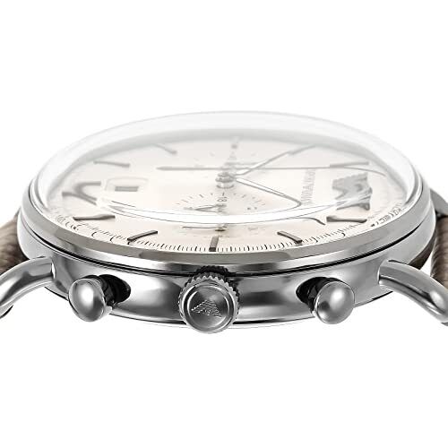 Emporio Armani Aviator Chronograph Quartz Grey Dial Beige Leather Strap Watch For Men - AR11107 - Image 5